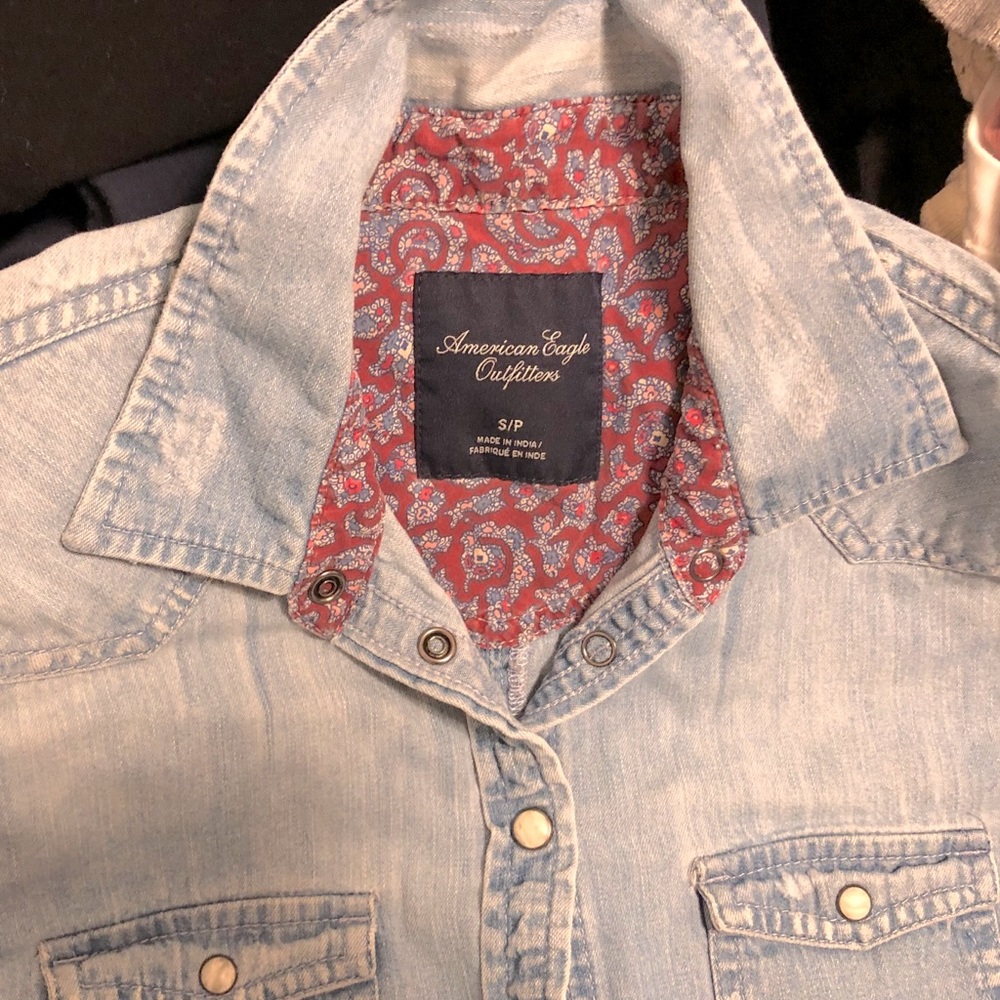 American eagle denim blouse